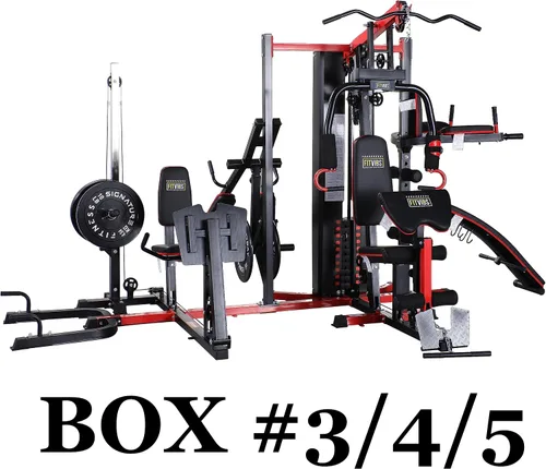 Vista 2 de Fitvids Multifunctional Home Gym System Workout Station with Leg Extension and Preacher Curl, 122.5LB Weight Stack, Multiple Options, Multiple