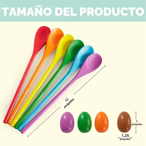 Vista 7 de JOYIN Juego de 24 piezas de huevos de Pascua y cuchara, juego de relevo de huevos de Pascua y cuchara, para 12 jugadores, juego de relevo de huevos