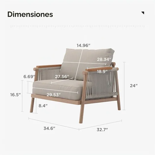 Vista 3 de Acanva Muebles al aire libre de aluminio del patio del musgo, sillón