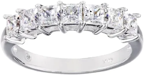 Vista 4 de Tienda Essentials Anillo de plata esterlina chapada en platino con circonita cúbica de corte princesa Infinite Elements (1 cttw, 2 cttw, o 3 cttw)