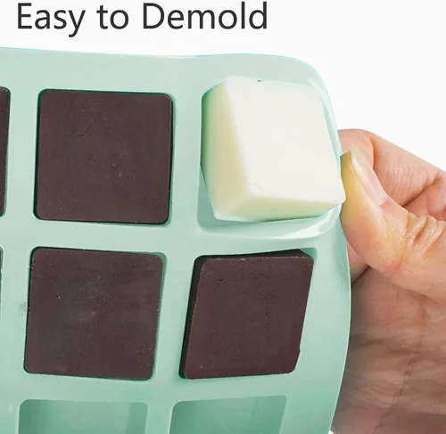 Vista 6 de Paquete de 2 moldes cuadrados de silicona para chocolate, moldes de silicona para caramelo de 40 cavidades para chocolate, cubitos de hielo