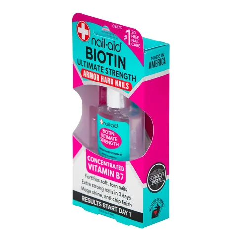 Vista 2 de Nail-Aid Biotin Ultimate Strength - Tratamiento y fortalecedor de uñas, transparente, 0.55 onzas líquidas (08873)