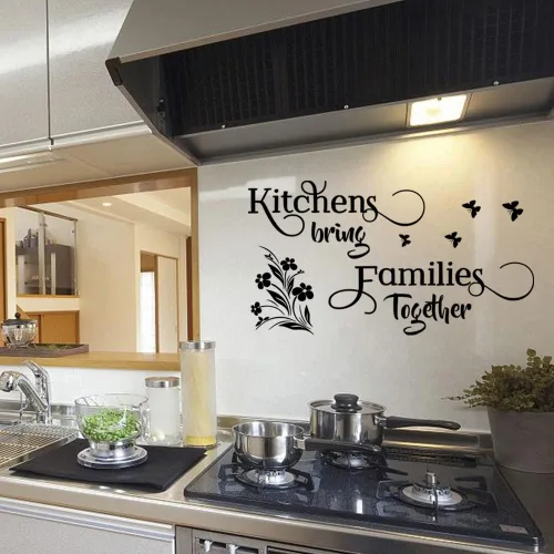 Vista 6 de Cocinas unen a las familias de la cocina, pegatinas de decoración de pared de vinilo, mural de decoración del hogar, citas