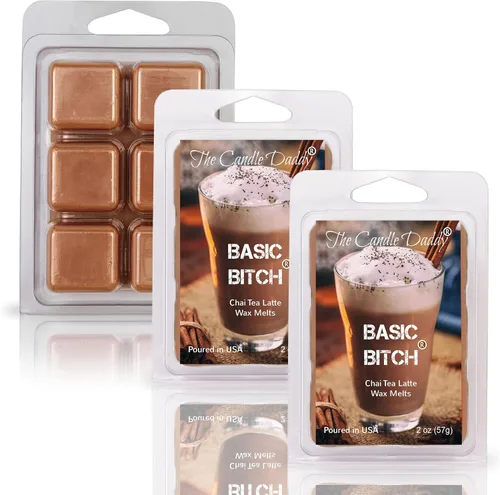 Vista 3 de The Candle Daddy Basic Bitch - Chai Tea Latte - Cera perfumada para derretir - 1 paquete - 2 onzas - 6 cubos de canela