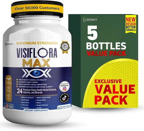 Vista 8 de VisiFlora Max Suplemento para la salud ocular, vitaminas y minerales, luteína, extracto de arándano, 60 cápsulas (1)
