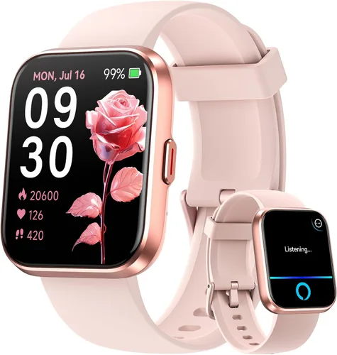 Vista 10 de Relojes inteligentes para hombre, Android y iPhone, 1.8 pulgadas HD Alexa reloj inteligente integrado con llamadas Bluetooth, IP68 impermeable Negro