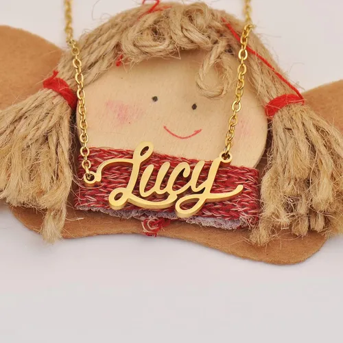 Vista 3 de Collares con etiquetas de nombres para ella, él, amigos y familiares, joyería de recuerdo para relaciones, regalo sentimental