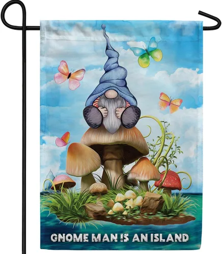 Vista 45 de A Little Rain Gnome Umbrella Garden Flag 12.5" x 18" Double Sided