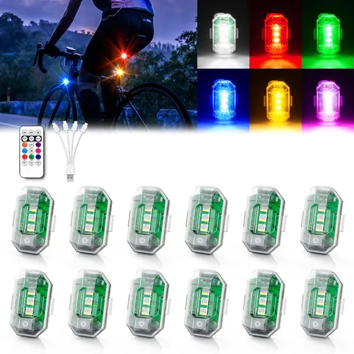 Vista 9 de Luces estroboscópicas LED inalámbricas con control remoto, alto brillo, 8 colores, luces anticolisión, impermeables, luces de advertencia