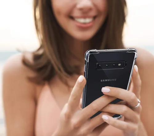 Vista 8 de KIOMY Funda transparente para Samsung Galaxy S10+ / S10 Plus, esquinas de bolsa de aire, a prueba de golpes, funda protectora para teléfono, diseño