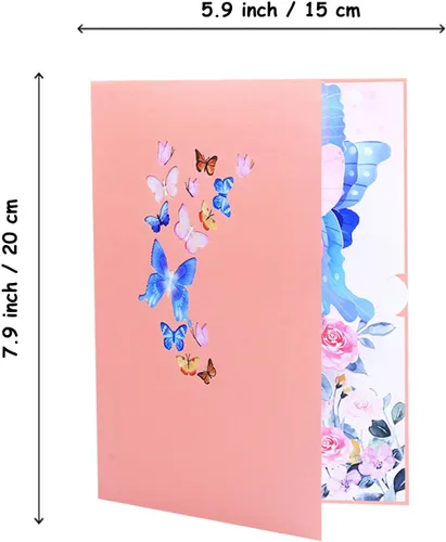 Vista 8 de ROBBEAR Tarjeta emergente, tarjeta de felicitación 3D de mariposa y flor con sobre para cualquier ocasión, cumpleaños, día de la madre, aniversario