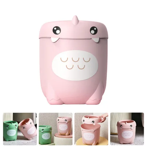 Vista 4 de Ciieeo Bote de basura de plástico rosa abierto, 12 pulgadas, forma de animal lindo