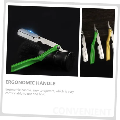 Vista 5 de Beavorty 2 unids mango ergonómico Barber Razor Blade Holder Barber Shop Blade Holder para el hogar