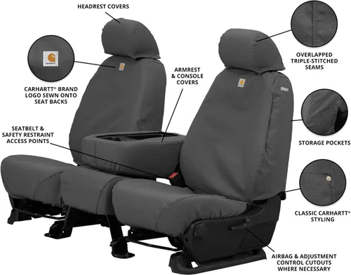Vista 5 de Covercraft Carhartt SeatSaver - Fundas de asiento personalizadas Compatible con Ford F-150 Crew Cab 2015-2018 asiento de banco de segunda fila