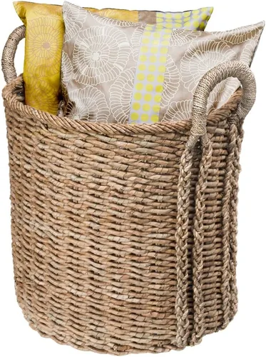 Vista 3 de KOUBOO Cesta de almacenamiento de pastos marinos, manta, canasta para almacenamiento de almohadas, cesta decorativa, organizador de juguetes