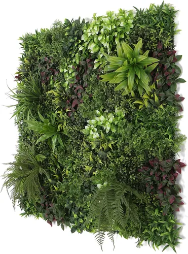 Vista 6 de ULAND Paneles de pared de plantas artificiales, 1 pieza de 40 x 40 pulgadas, decoración de fondo de pared de césped verde, hojas de hiedra