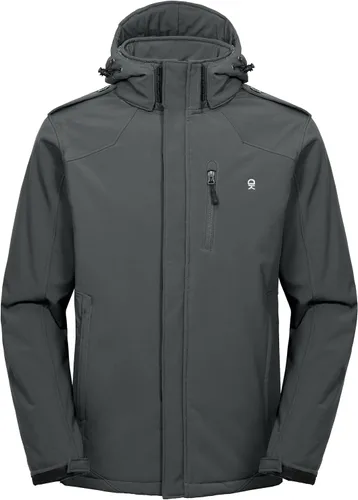Vista 7 de Little Donkey Andy - Chaqueta de invierno para hombre, forro de sherpa cálido, softshell, cortavientos, para montaña, esquí, nieve, con capucha