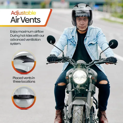 Vista 3 de Casco de moto abierto DOT, modelo PM-768