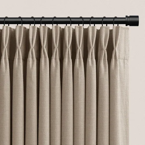 Vista 76 de TWODRAPES Juego de 2 paneles de cortinas plisadas de lino de 96 pulgadas de Avena