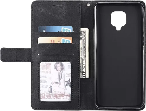 Vista 6 de Funda de cuero tipo cartera para Xiaomi Redmi Note 9 pro/Note 9s/Note 9pro Max, funda de poliuretano con tapa y ranuras de crédito, funda plegable
