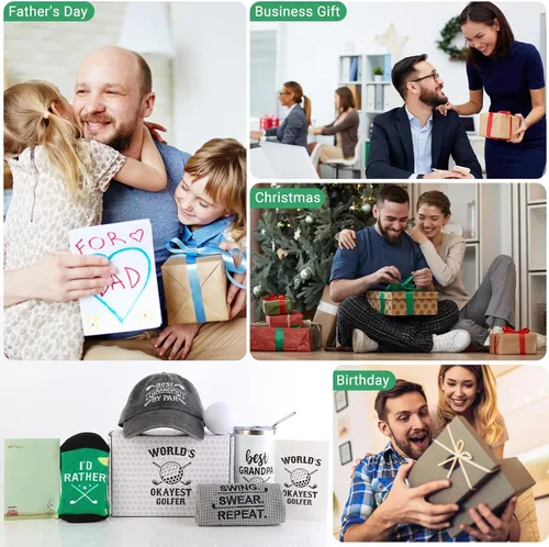 Vista 7 de Bayelove Regalos de golf para el abuelo, regalos únicos para el abuelo, divertidos regalos de golf para hombres, incluyendo vaso, tazas, calcetines