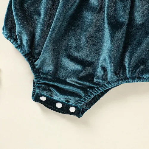 Vista 6 de GRNSHTS Ropa de primer cumpleaños para niña de terciopelo de un año de edad, mameluco de manga larga + diadema, 2 piezas de trajes de pastel