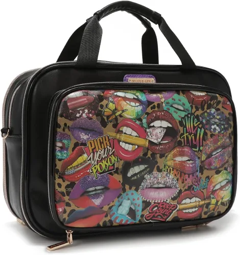 Vista 4 de Nicole Lee Bolsa de maquillaje cosmética para mujer, bolsa de viaje con 5 compartimentos (todas las emociones)