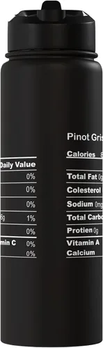 Vista 2 de Funny Pinot Gris Grigio Thanksgiving Nutritional Fact Stainless Steel Insulated Water Bottle