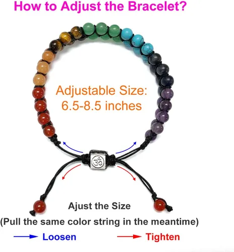 Vista 5 de TOP PLAZA - Pulsera de cuentas de chakras con 7 cristales curativos para yoga, meditación, relajación, ansiedad, para hombre y mujer