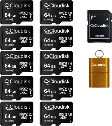 Vista 10 de Paquete de 10 tarjetas Micro SD de 128 MB de pequeña capacidad (no 128 GB) Tarjeta de memoria C4 con adaptador, lector de tarjetas
