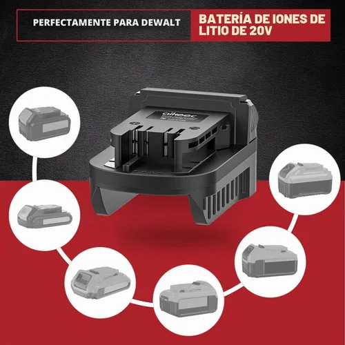 Vista 5 de aikeec Adaptador de batería USB para batería DeWalt 20V a herramientas