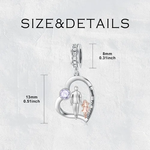 Vista 79 de PROESS Dije para padre, madre e hija, pulsera de plata de ley para pulseras, regalos de cumpleaños, día de San Valentín, para hija, madre, amante