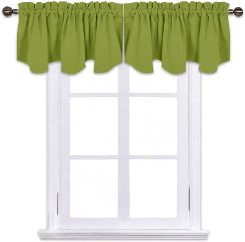 Vista 37 de NICETOWN - Cortinas con valances azul piedra para ventana de sala de estar, dormitorio, baño, 2 paneles estilo granja rústico para comedor, cortinas