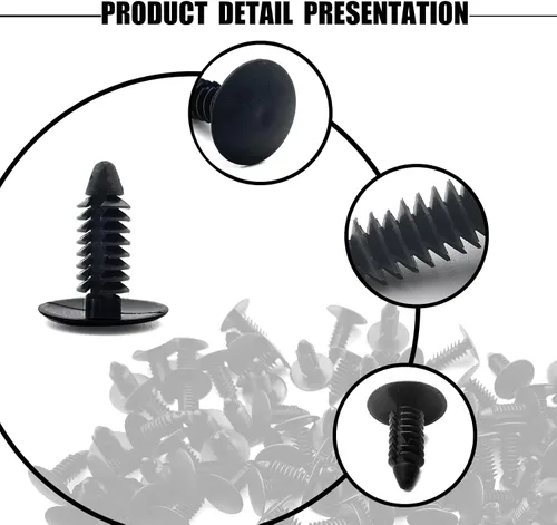 Vista 3 de 100 piezas de 8 mm de tapones para parachoques, clips de cobertura para agujeros de la placa de matrícula delantera, clips de retención con pin
