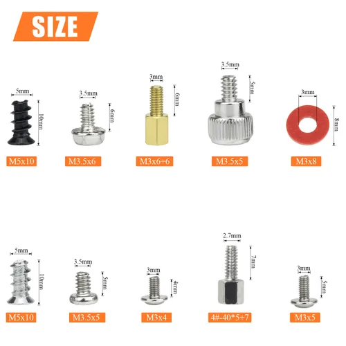 Vista 3 de HELIFOUNER Kit surtido de tornillos para separadores de computadora de 810 piezas con destornillador