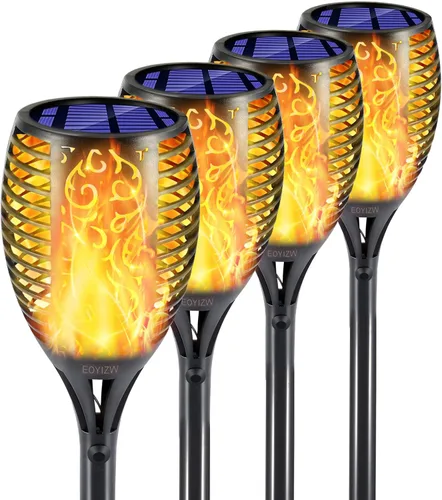 Vista 9 de EOYIZW Luces solares para exteriores, paquete de 4 unidades de 99 luces LED moradas de alta calidad para decoración de Halloween, luces solares IP65