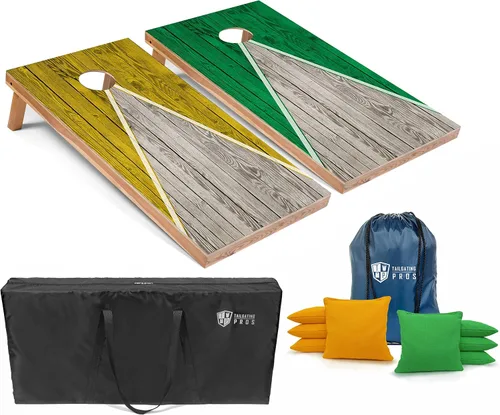 Vista 70 de Tailgating Pros Juego de tablero de Cornhole ligero con diseño piramidal con bolsas de frijoles y estuche de transporte, juego de cornhole