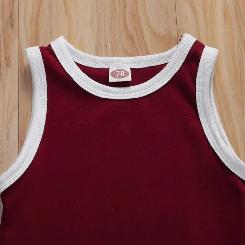 Vista 6 de Mameluco básico de una pieza de color sólido para bebés y niñas