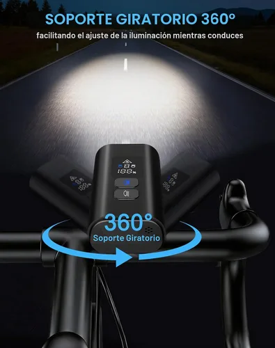 Vista 6 de Luces de bicicleta, 17 LED de 4800 lúmenes, luz de bicicleta con 4 modos, 10000 mAh USB recargable luz de bicicleta para bicicleta con pantalla