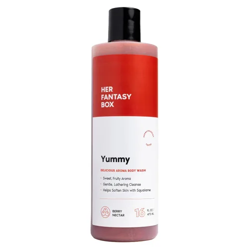 Vista 4 de Her Fantasy Box Gel de baño hidratante con vitaminas corporales: limpiador multivitamínico con vitaminas A, B6, C y E, hidratante y pH equilibrado