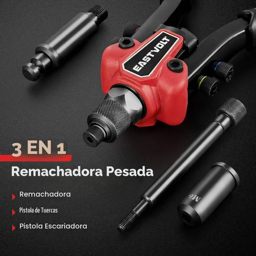 Vista 3 de Eastvolt Herramienta de tuerca de remache, remache de mano 3 en 1, pistola de remache, herramienta de tuerca de remache 3 en 1, incluye 60 tuercas