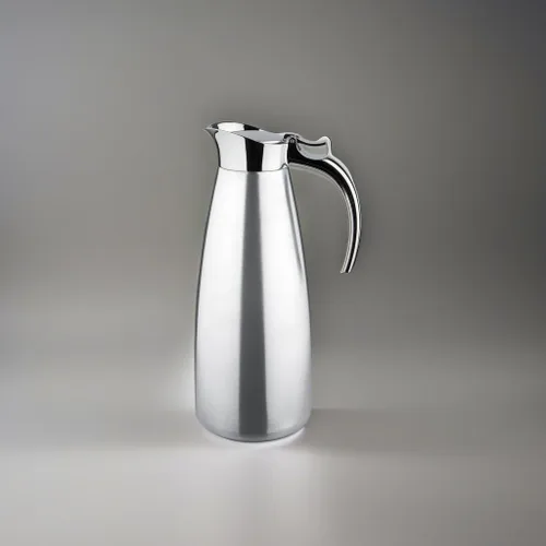 Vista 2 de Isosteel VA-9345K 1 Litre 18/8 Stainless Steel Tableline Double-Walled Straight Shape Vacuum Pot with Flap Lid