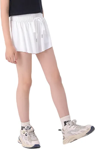 Vista 8 de Paquete de 3 pantalones cortos fluidos con bolsillos 2 en 1 para jóvenes, adolescentes y niños, faldas atléticas de mariposa para correr, deportes