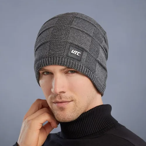 Vista 7 de Gorro de invierno para hombre y mujer, calcetines de forro polar grueso y cálido de punto casual Negro