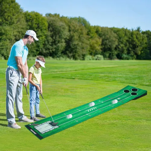 Vista 5 de Nueva Alfombrilla de Golf Portátil, Mini Golf - Verde de Golf Interior + Verde de Golf Exterior - Alfombrilla de Golf con 3 Bolas + Varilla