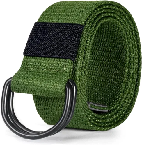 Vista 11 de Cinturón para mujeres y hombres de lona con hebilla negra 1 1/2" de ancho extra larga color sólido