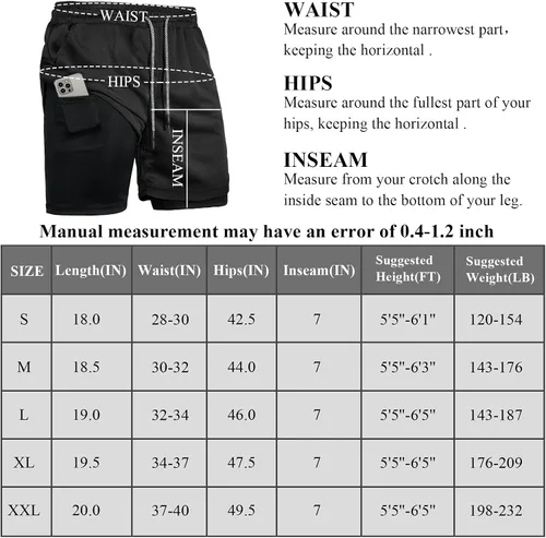 Vista 4 de Pantalones cortos de correr para hombre 2 en 1 de malla para gimnasio, entrenamiento, deportes, pantalones cortos atléticos para hombres
