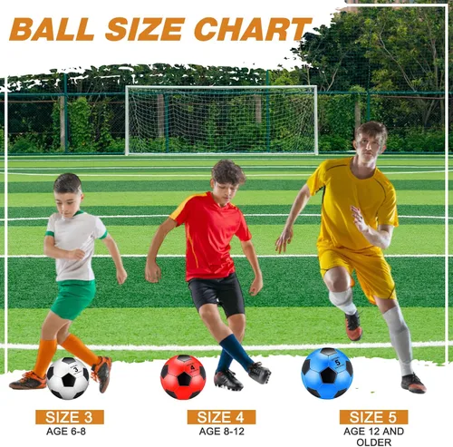 Vista 3 de Deekin 12 pelotas de fútbol a granel con bomba desinflada, tamaños 3, 4, 5, tamaño oficial, pelota de fútbol deportiva para niños, jóvenes