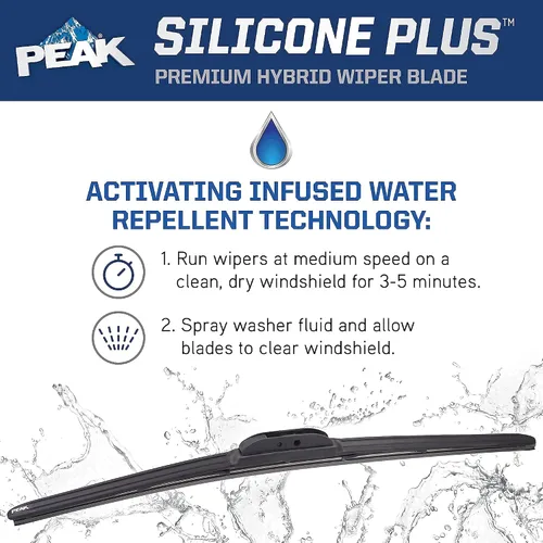 Vista 6 de PEAK Silicone Plus - Escobilla para parabrisas híbrida todo clima de 13 pulgadas, escobilla de parabrisas frontal premium de reemplazo con conector