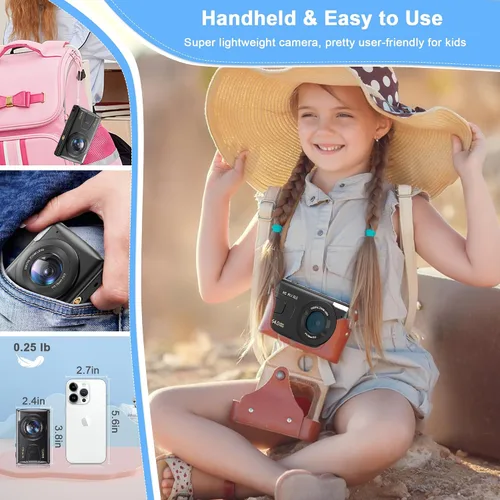 Vista 8 de Cámara digital, 4K 64MP Cámara digital de apuntar y disparar con zoom de 18X cámara compacta para vlogging para adolescentes, adultos, niños, niñas